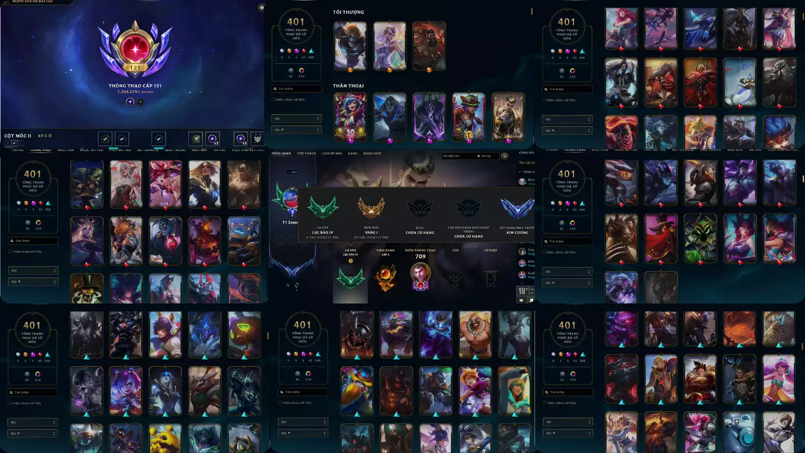 Ảnh ACC 5VS5 DƯ 9 HUY CHƯƠNG ĐỔI PET TÍM TÍ NỊ  FULL SKIN JAYCE 1TR3 THÔNG THẠO JAYCE  SKIN : 401 FULL TƯỚNG , LV : 607, ĐA SẮC : 222,DƯ 113K THL,  RANK VÀNG 1 DD LB LH, CÒN ĐỔI TÊN